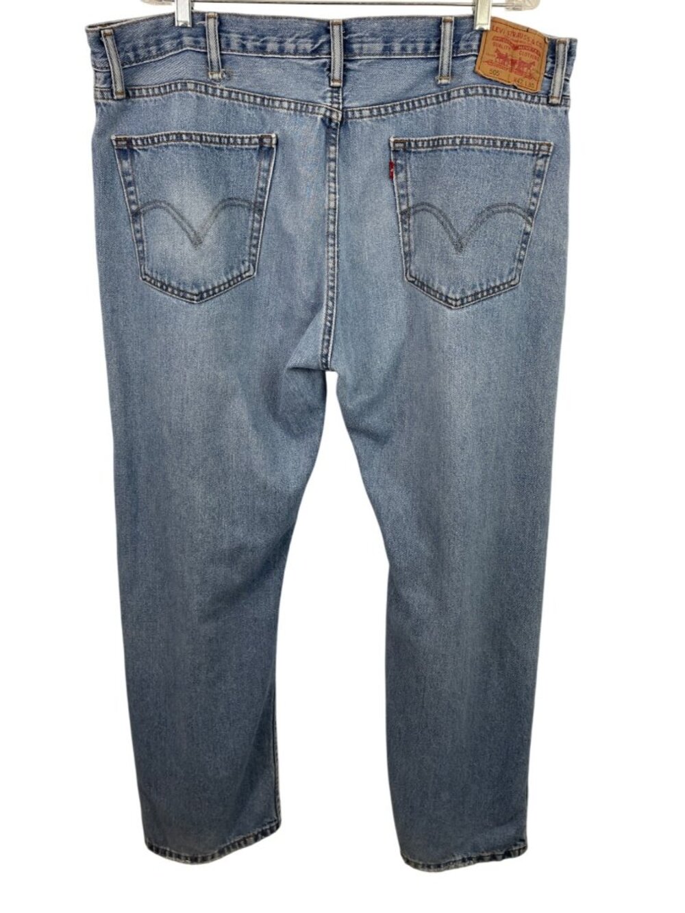 Levi's 505 Straight Fit Straight Leg Blue Denim Jeans Pants Men's 42 x 30 - Picture 2 of 10